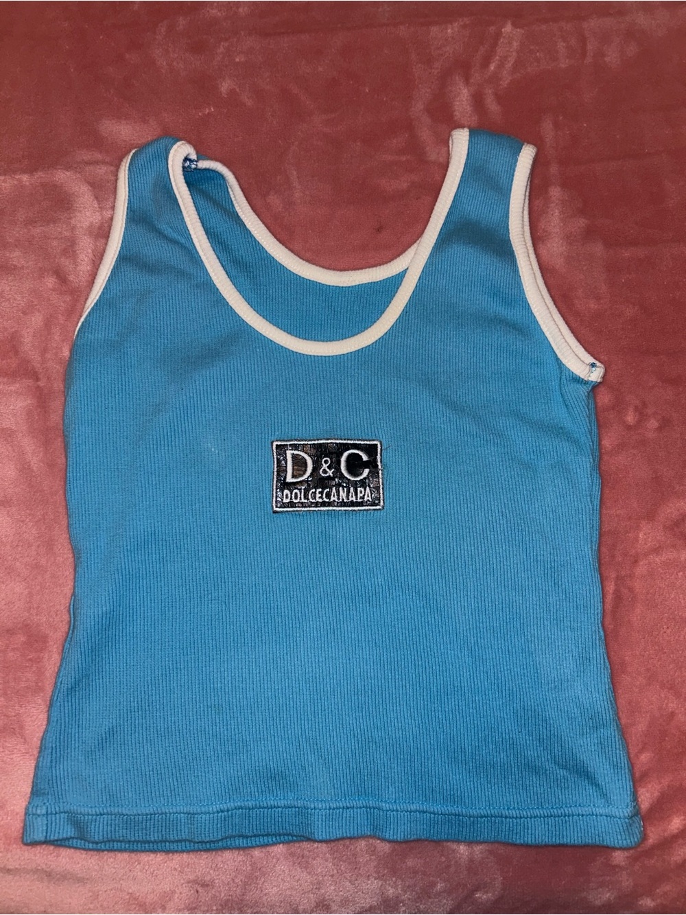 Blue Ribbed Inspo Tank Top
